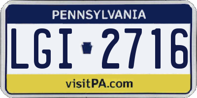 PA license plate LGI2716