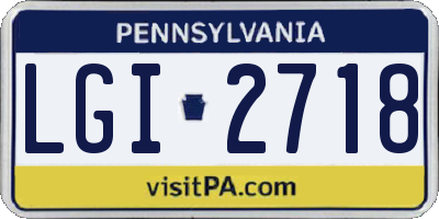 PA license plate LGI2718