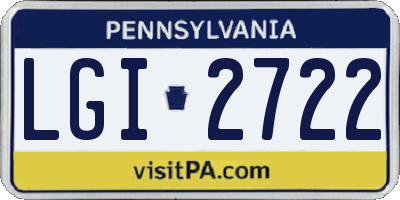 PA license plate LGI2722