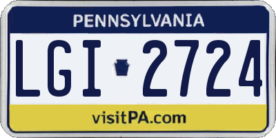 PA license plate LGI2724