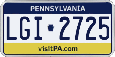 PA license plate LGI2725