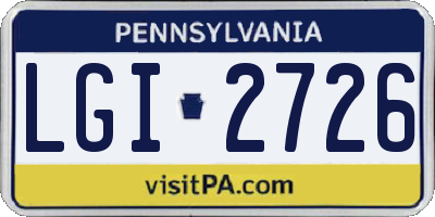 PA license plate LGI2726