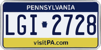 PA license plate LGI2728
