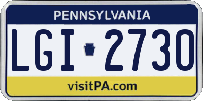 PA license plate LGI2730