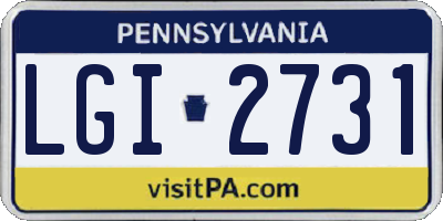 PA license plate LGI2731