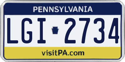 PA license plate LGI2734