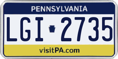 PA license plate LGI2735