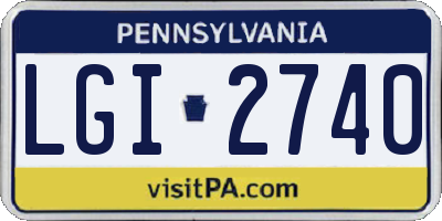 PA license plate LGI2740