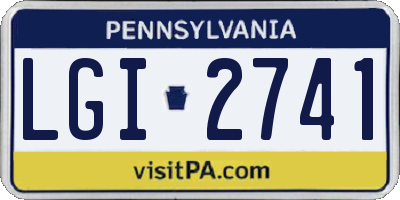 PA license plate LGI2741