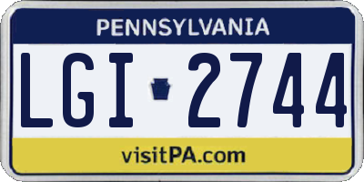 PA license plate LGI2744
