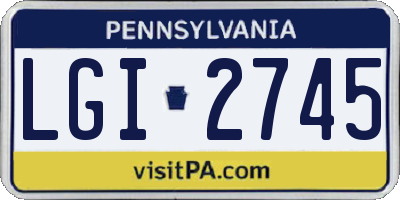 PA license plate LGI2745