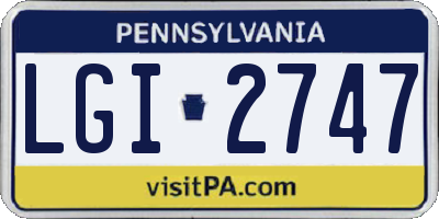 PA license plate LGI2747