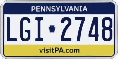 PA license plate LGI2748