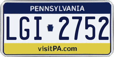 PA license plate LGI2752