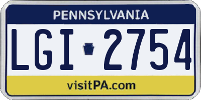 PA license plate LGI2754