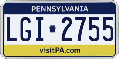 PA license plate LGI2755