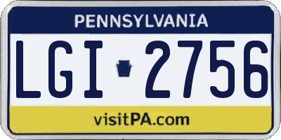 PA license plate LGI2756