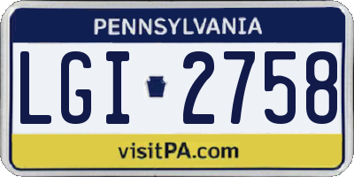 PA license plate LGI2758