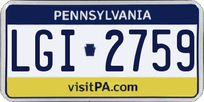 PA license plate LGI2759