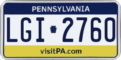 PA license plate LGI2760