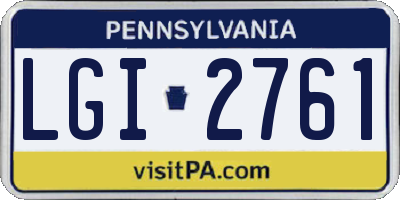 PA license plate LGI2761