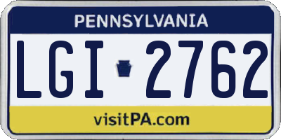 PA license plate LGI2762