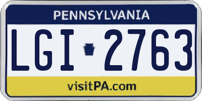 PA license plate LGI2763