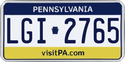 PA license plate LGI2765