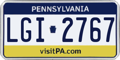 PA license plate LGI2767