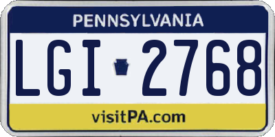PA license plate LGI2768