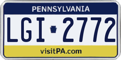 PA license plate LGI2772