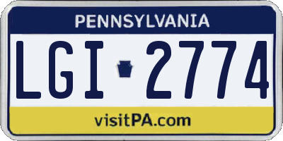 PA license plate LGI2774