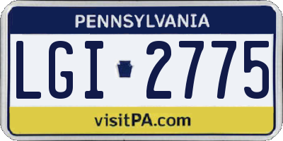 PA license plate LGI2775