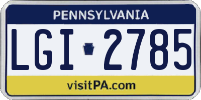 PA license plate LGI2785