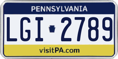 PA license plate LGI2789