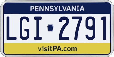 PA license plate LGI2791
