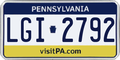 PA license plate LGI2792