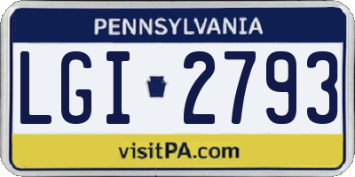 PA license plate LGI2793
