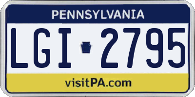 PA license plate LGI2795