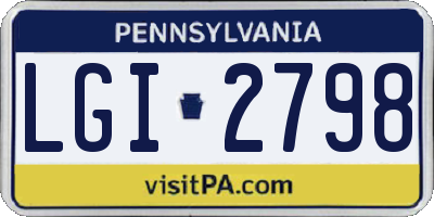 PA license plate LGI2798