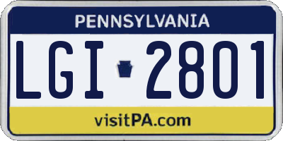 PA license plate LGI2801