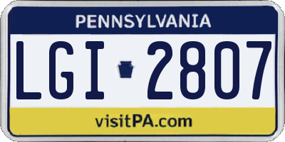 PA license plate LGI2807