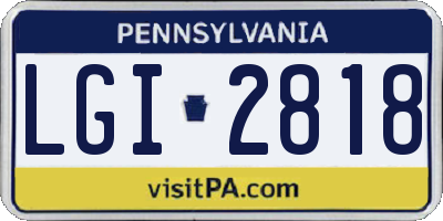 PA license plate LGI2818