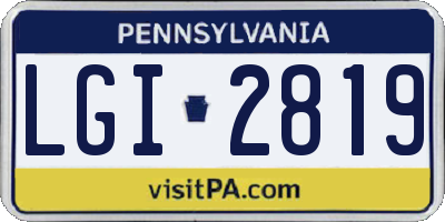 PA license plate LGI2819