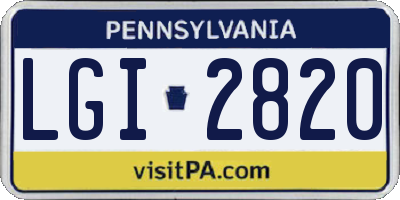 PA license plate LGI2820