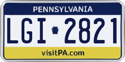 PA license plate LGI2821
