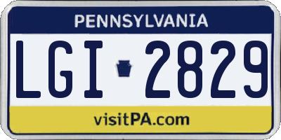 PA license plate LGI2829