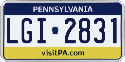PA license plate LGI2831
