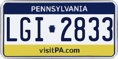 PA license plate LGI2833