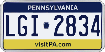PA license plate LGI2834